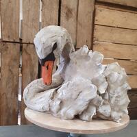 Beautiful swan... made using earthenware paperclay.