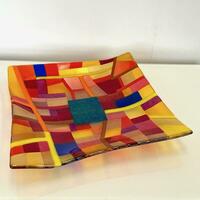 A H Contemporary Glass - Madrid - Fused Glass Shallow Bowl