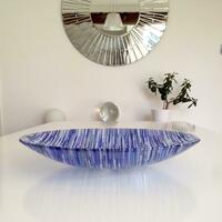 A H Contemporary Glass - Interference - Blues - Fused Glass Bowl