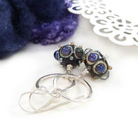 Silver and glass bead drop earrings