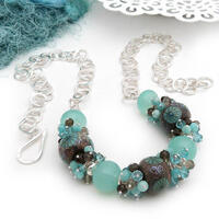 Mint and brown beaded necklace