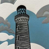 Ardnamurchan Lighthouse - layered reduction print