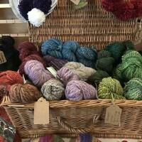 An array of hand-dyed, handspun yarns