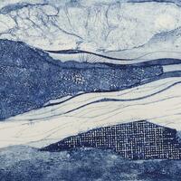 Endless Horizons . Collograph Print on textured Cotton paper . Inspired by textural Cornish Seascape . £180.00