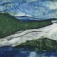 Green Horizons . Collograph on Textured Cotton Paper . Inspired by textural Cornish Landscape. £180.00 