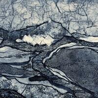 The Island in Blue, Porthmeor. Collograph on textured cotton paper. £280.00