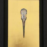 Grey Heron with 23ct gold in float frame