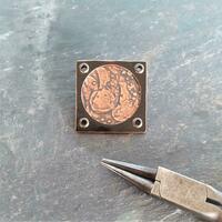 Recycled Copper Brooch With Clock Part Texture