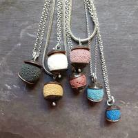Recycled Copper and Lava Rock Pendants