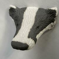 Badger Mask, stoneware with slip and oxides