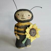 Bumble Boy, stoneware with slip & stain and oxides