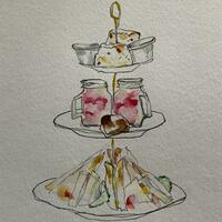 Watercolour afternoon tea 