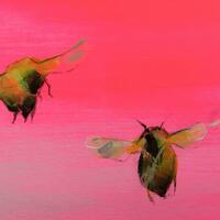 Vibrant bees in acrylic 