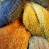 Hand dyed wool roving ready to spin