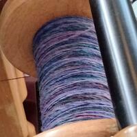 spinning in progress hand-dyed lavendar colourway
