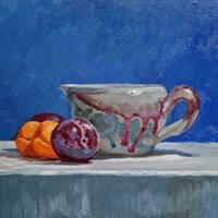 Small Glazed Jug Plums and Apricots