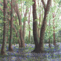 Blue bell wood embroidery