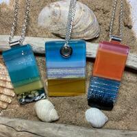 Seascape pendants in fused glass