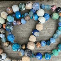 Multiple blues, handmade beads
