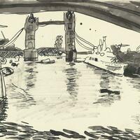 'London Bridge' - pen and ink drawing