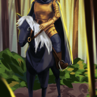 a blonde knight in bronze in his horse