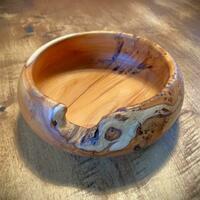 Yew bowl with sap wood.