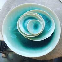 Turquoise crystal nesting dishes 