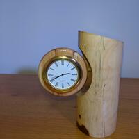 Yew wood quartz clock