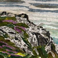 Mixed media collage on board, inspired by the Cornish landscape, 30 x 42cm £190