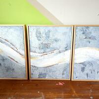 Air 1, 2 and 3, textured painting on board