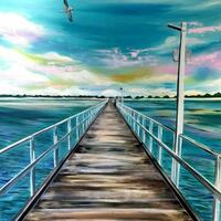 The Pier. Oil on canvas