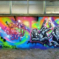 Girls night out mural, Leamington Spa canal