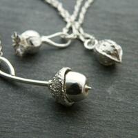 Acorn, poppy and lime tree seed, in sterling silver