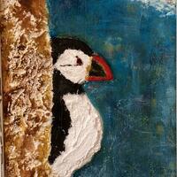 Mixed media puffin