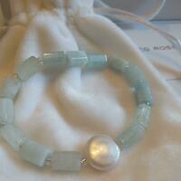 Aquamarine and pearl beaded bracelet