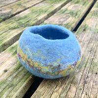 blue felted bowl