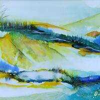 Spring : Experimental landscape, ink and surface texture