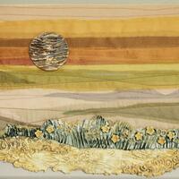 'Sunset'  Ceramic & Textile collage.