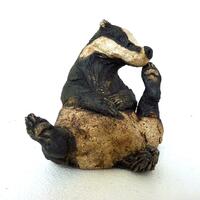 Boar Badger ceramic sculpture 