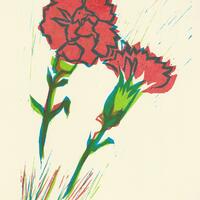 Bent Flower 4: Carnations (linocut 2022)