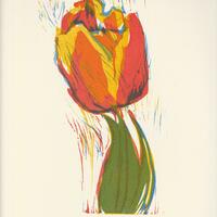 Bent Flower 1: Tulip (linocut 2022)