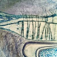 Across the blue - collagraph 