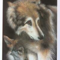 A more domestic scene,   Mother and a very dependent child.         A study in Pastels   8 x 11 ins.,               £250.