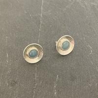 Aquamarine and silver earring studs