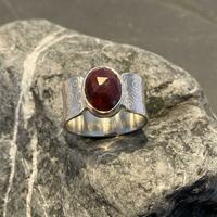 Ruby and silver ring
