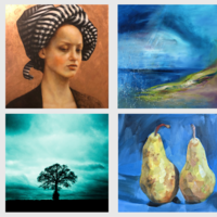 Summer Art Weeks 2023 Artists clockwise from top left: Pam Hawkes, Paula Perry, Katy Walden, Linda Scannell