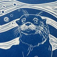 Detail from Otter linocut - see venue 34 for full image!