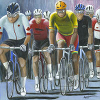 Commonwealth games cyclists. Acrylic. £350.  