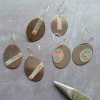 Recycled copper oval earrings