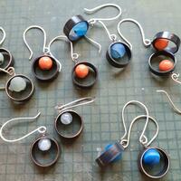 Recycled copper and semi precious gemstone earrings